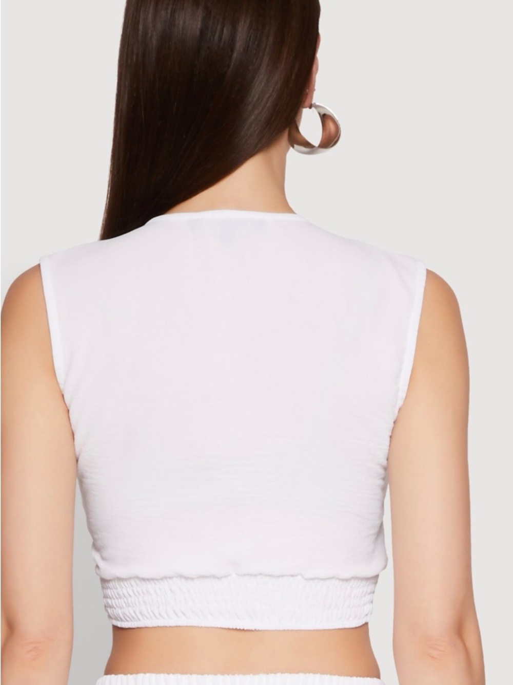 Love White V-Neck Sleeveless Crop Top with Belt size Large New - Picture 2 of 5